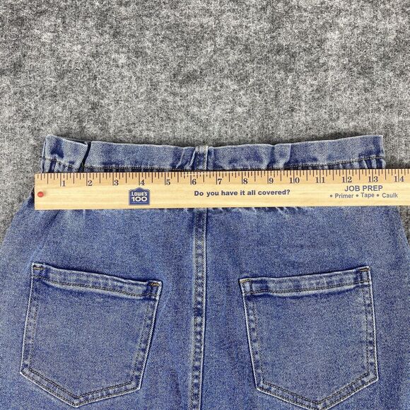 Vintage 90s Jean Denim Mini Skirt Women Medium Blue Paperbag Waist 90s - Picture 5 of 8